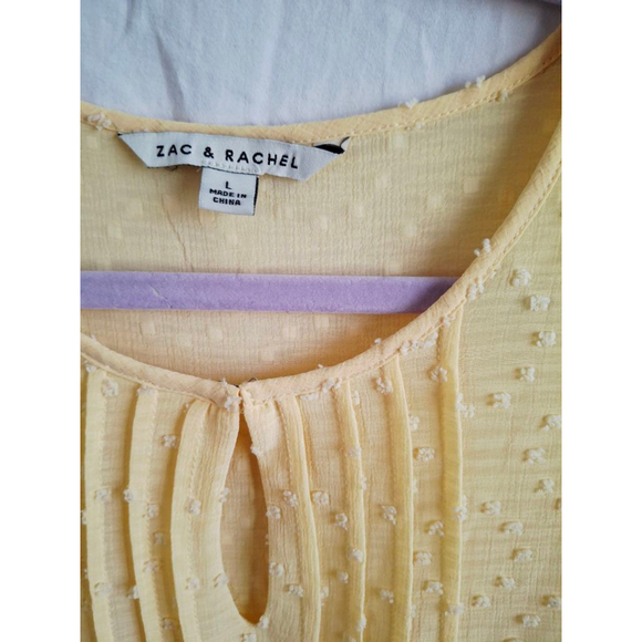 ZAC & RACHEL Yellow Ruffle Sleeve Blouse Large spring summer cottage core - Picture 2 of 4